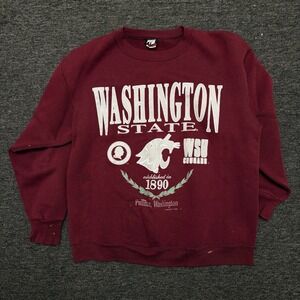 VTG 90s Team Edition Washington State Cougar Sweatshirt  Large 1993 Flawed